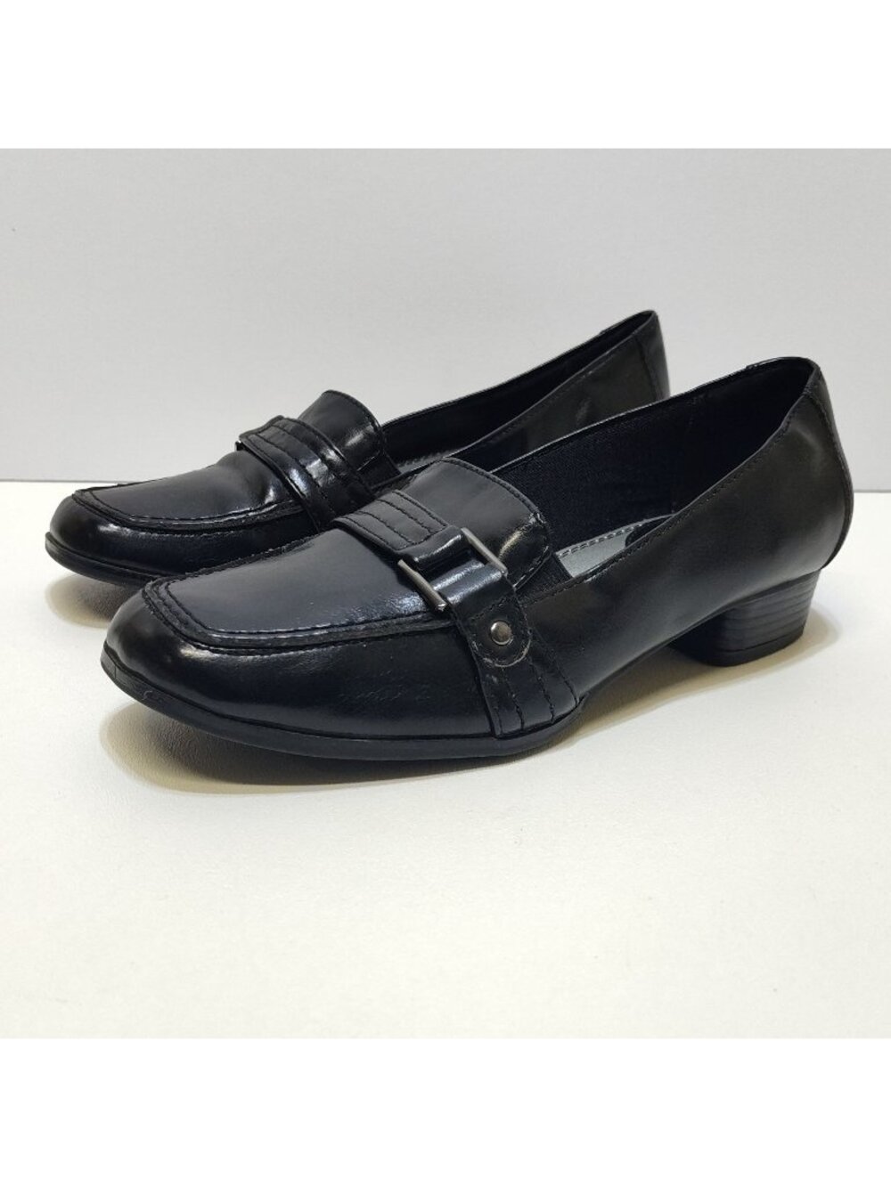 LifeStride Belinda Black Penny Loafers Womens Size 6M Square Toe Low Block Heel